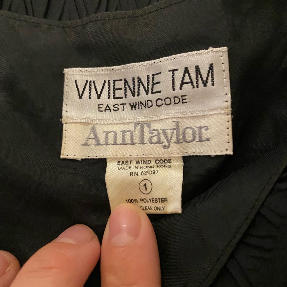 vintage ann taylor vivienne tam black pleats dress
